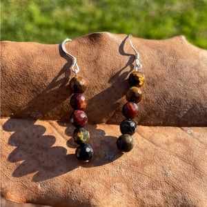 SS tiger eye drop earrings